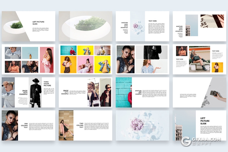 85页简约时尚风格模特写真服装图片展示PPT模板 - 顶尖PPT