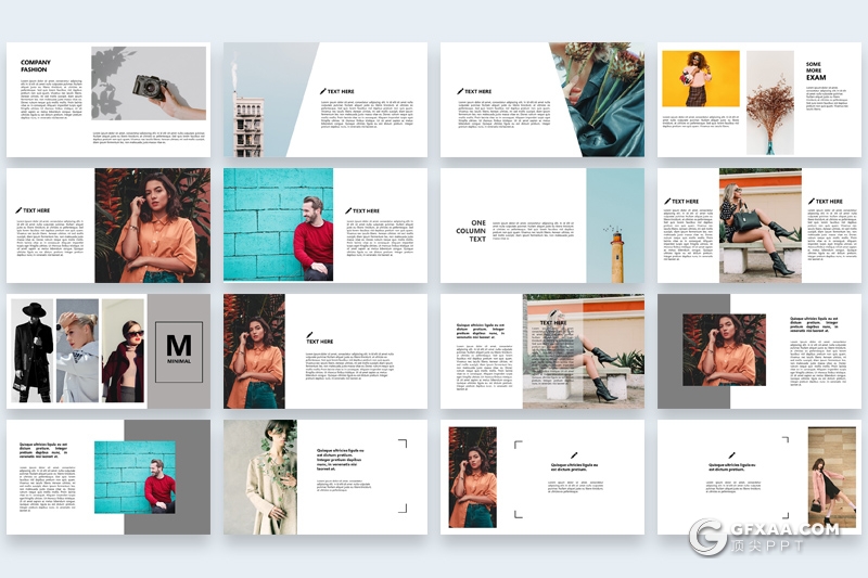 85页简约时尚风格模特写真服装图片展示PPT模板 - 顶尖PPT