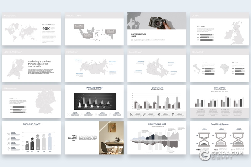 85页简约时尚风格模特写真服装图片展示PPT模板 - 顶尖PPT