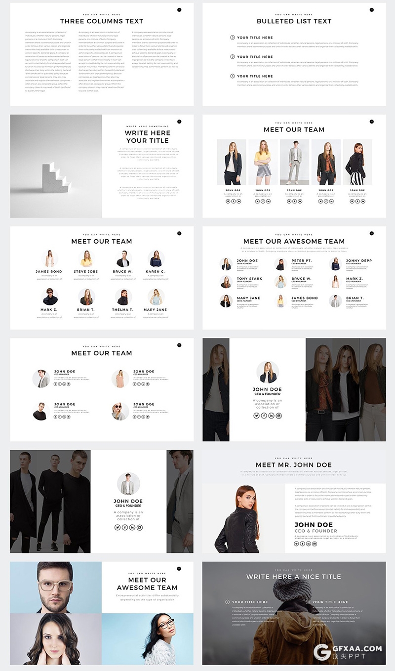 110页简约时尚风格商务通用PPT模板 包含多个国家地图ppt模板 - 顶尖PPT