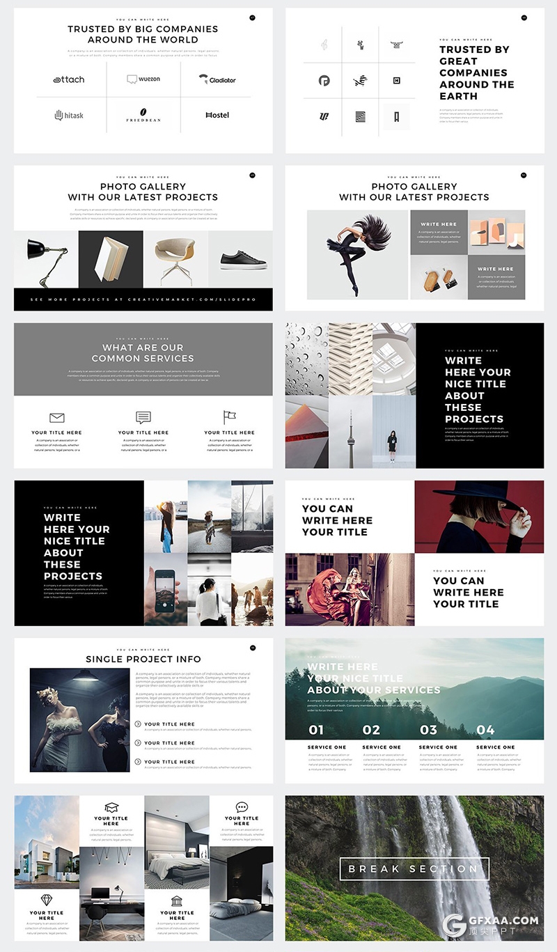 110页简约时尚风格商务通用PPT模板 包含多个国家地图ppt模板 - 顶尖PPT