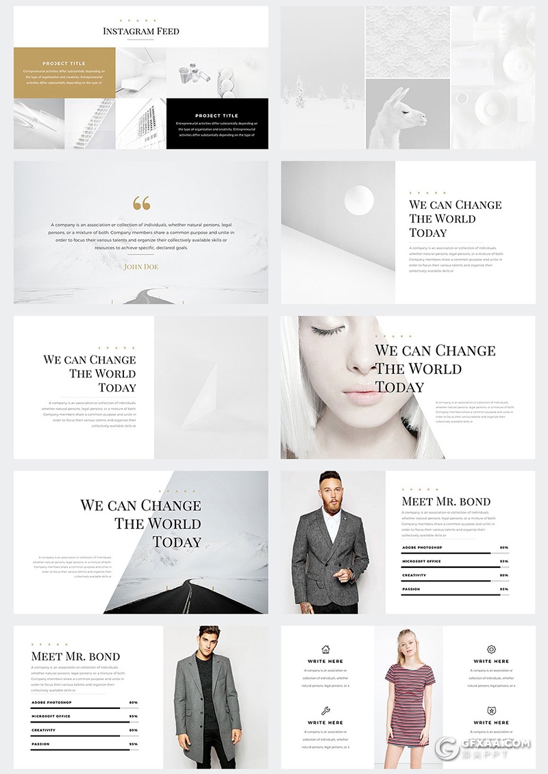 66页白色极简时尚风格国外多用途keynote模板 - 顶尖PPT