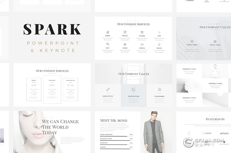 66页白色极简时尚风格国外多用途keynote模板 - 顶尖PPT