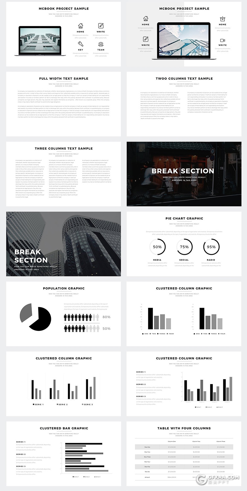 66页极致简约风格设计公司介绍作品团队介绍PPT模板 - 顶尖PPT