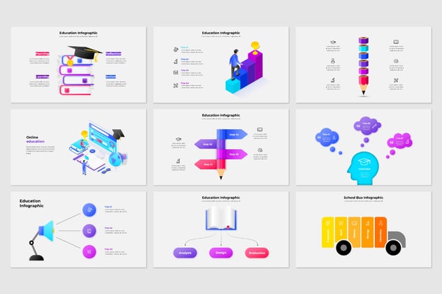 彩色教育主题信息图形keynote模板 - 顶尖PPT