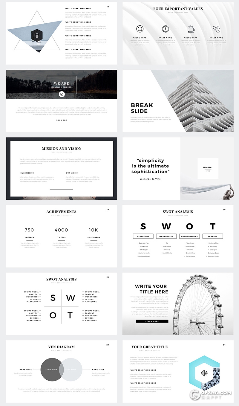 144页国外简约文艺风格商务多用途keynote模板 - 顶尖PPT