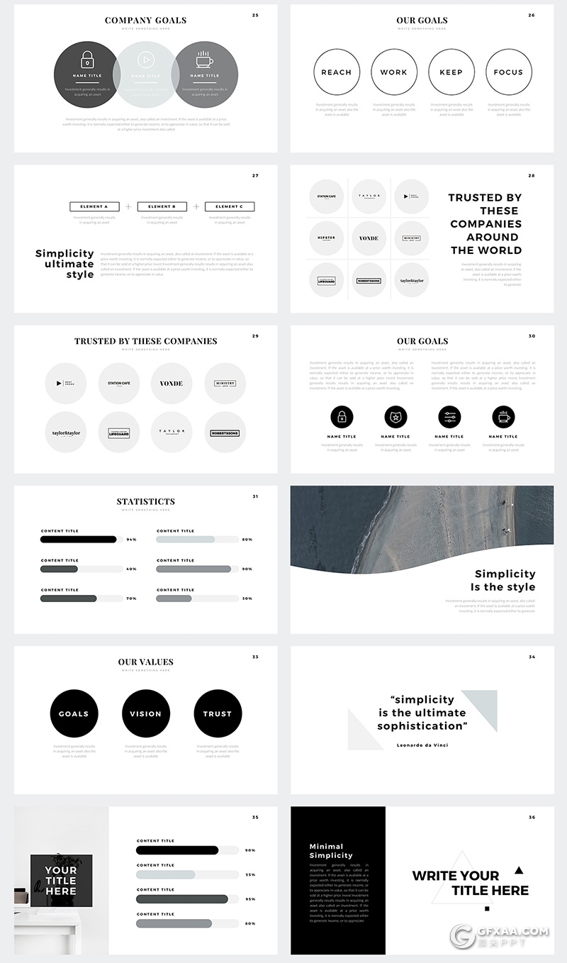 144页国外简约文艺风格商务多用途keynote模板 - 顶尖PPT