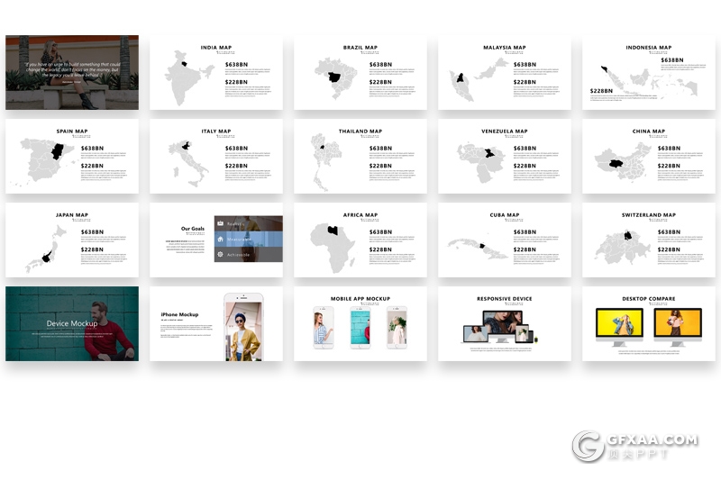 122页简约时尚风格摄影模特展示数据分析统计PPT模板 - 顶尖PPT