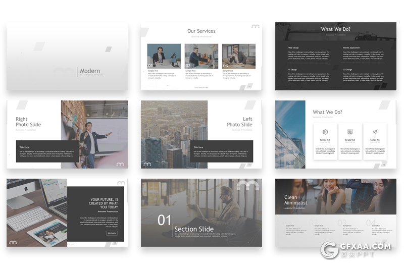 56页国外商务风格团队介绍工作总结PPT模板 10种主题配色20个XML配色文件 - 顶尖PPT