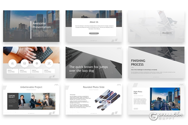 56页国外商务风格团队介绍工作总结PPT模板 10种主题配色20个XML配色文件 - 顶尖PPT