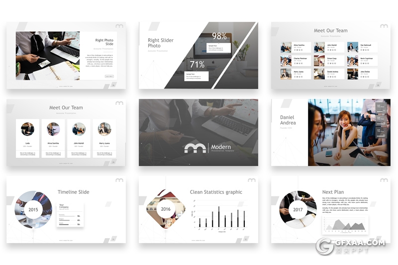 56页国外商务风格团队介绍工作总结PPT模板 10种主题配色20个XML配色文件 - 顶尖PPT