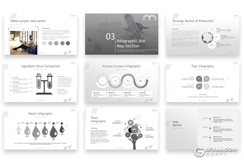 56页国外商务风格团队介绍工作总结PPT模板 10种主题配色20个XML配色文件 - 顶尖PPT