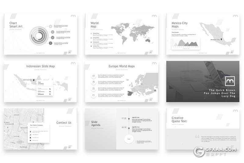 56页国外商务风格团队介绍工作总结PPT模板 10种主题配色20个XML配色文件 - 顶尖PPT