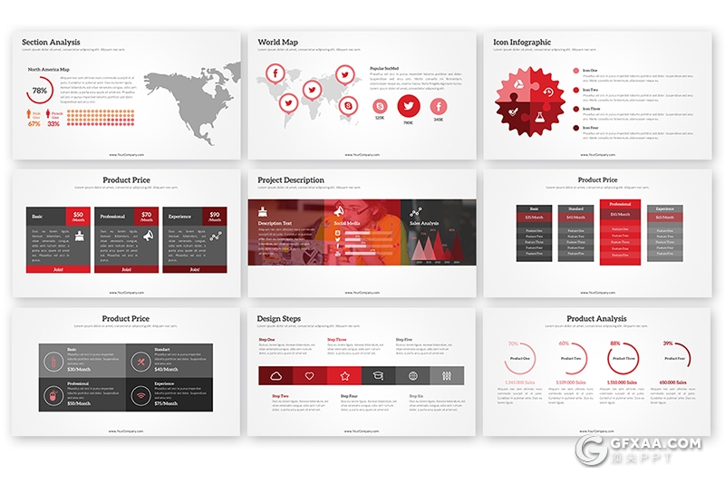 51页商务风格黑白两种底色工作汇报ppt 20个XML配色文件 - 顶尖PPT