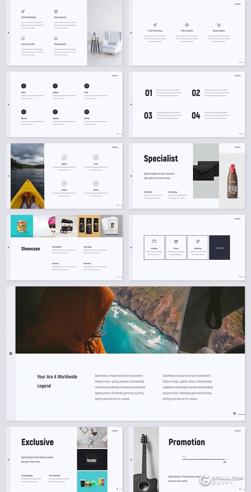 97页简约时尚风格国外商务汇报团队介绍ppt模板 - 顶尖PPT