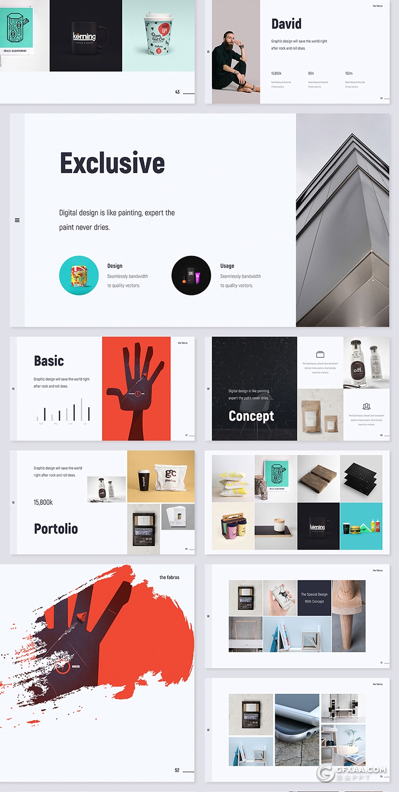 97页简约时尚风格国外商务汇报团队介绍ppt模板 - 顶尖PPT