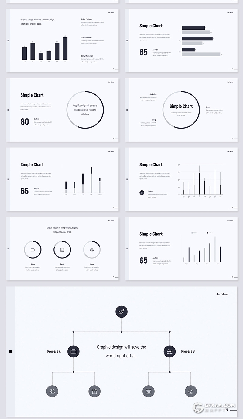97页简约时尚风格国外商务汇报团队介绍ppt模板 - 顶尖PPT