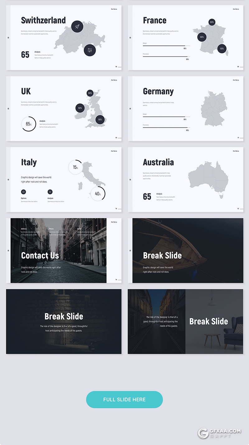 97页简约时尚风格国外商务汇报团队介绍ppt模板 - 顶尖PPT