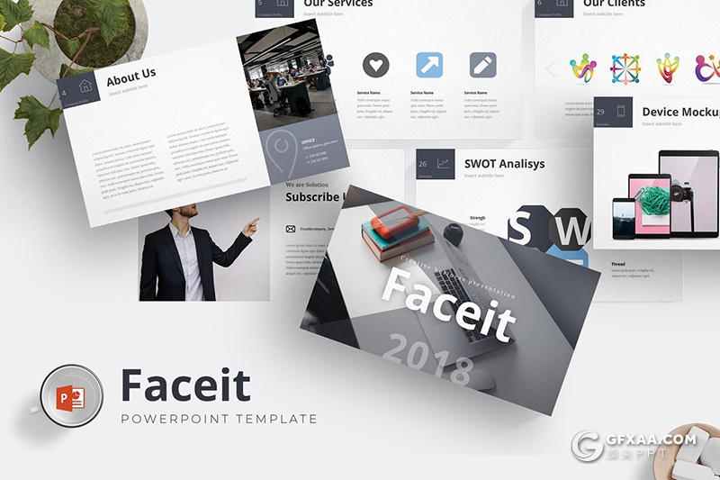 30页欧美商务风格企业介绍工作汇报分析ppt模板 5种主题配色 - 顶尖PPT