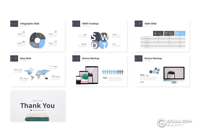 30页欧美商务风格企业介绍工作汇报分析ppt模板 5种主题配色 - 顶尖PPT