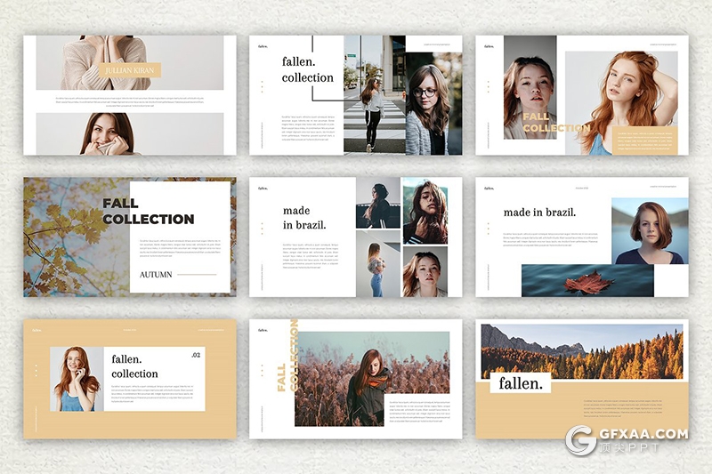 76页简约时尚杂志风格模特写真摄影展示ppt模板 - 顶尖PPT