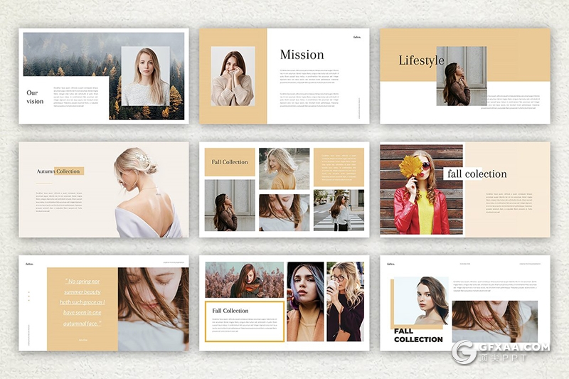 76页简约时尚杂志风格模特写真摄影展示ppt模板 - 顶尖PPT