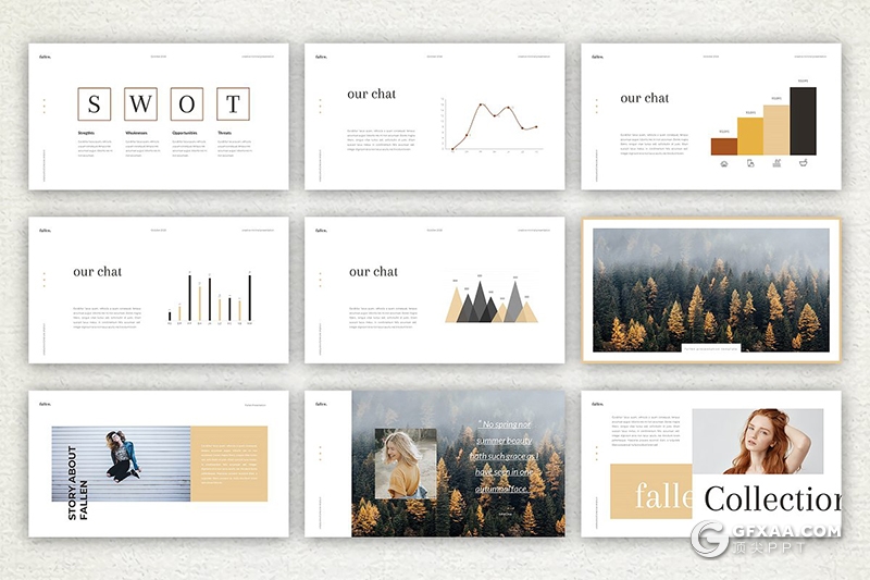 76页简约时尚杂志风格模特写真摄影展示ppt模板 - 顶尖PPT