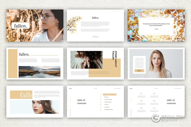 76页简约时尚杂志风格模特写真摄影展示ppt模板 - 顶尖PPT