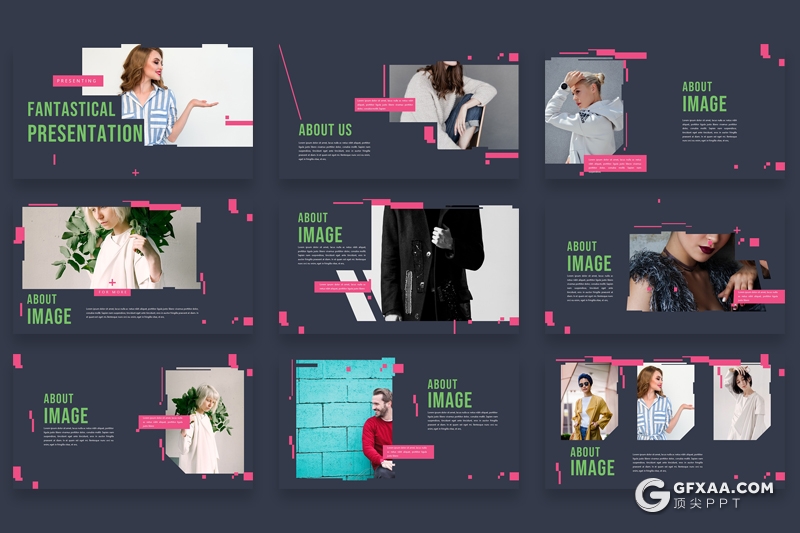 50页时尚杂志风格摄影图片展示PPT模板 - 顶尖PPT