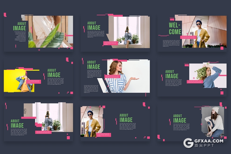 50页时尚杂志风格摄影图片展示PPT模板 - 顶尖PPT