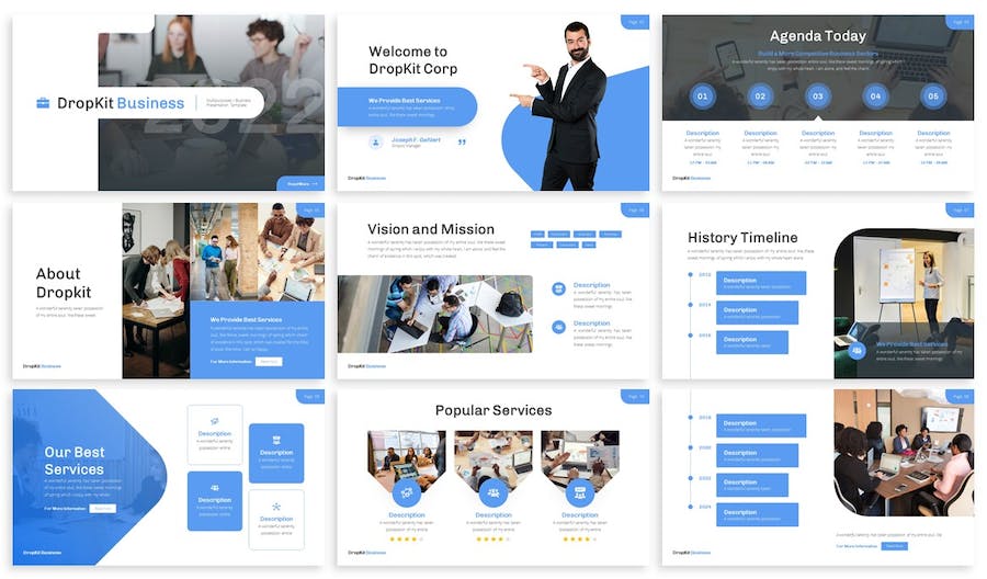 欧美商务企业团队介绍PPT模板 - 顶尖PPT