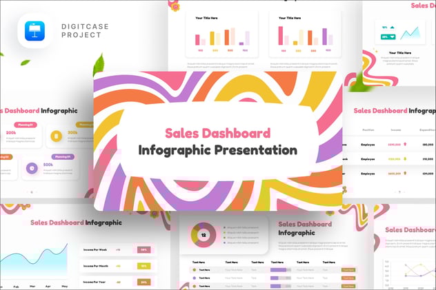 销售仪表板信息图表分析Keynote模板 - 顶尖PPT