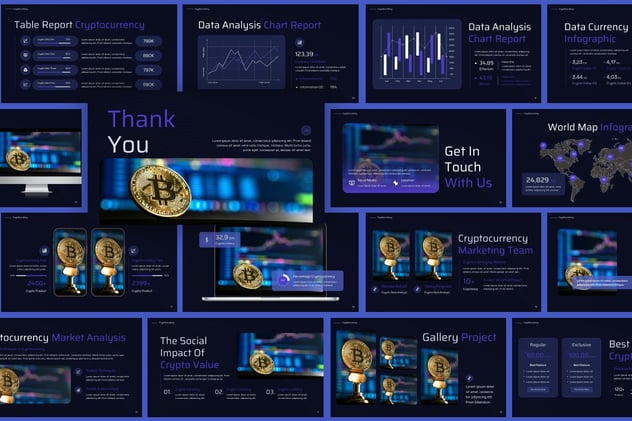科技风加密货币比特币PPT模板 - 顶尖PPT