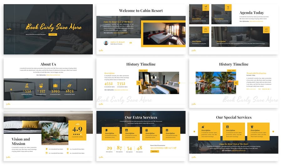 客舱度假村酒店keynote模板 - 顶尖PPT