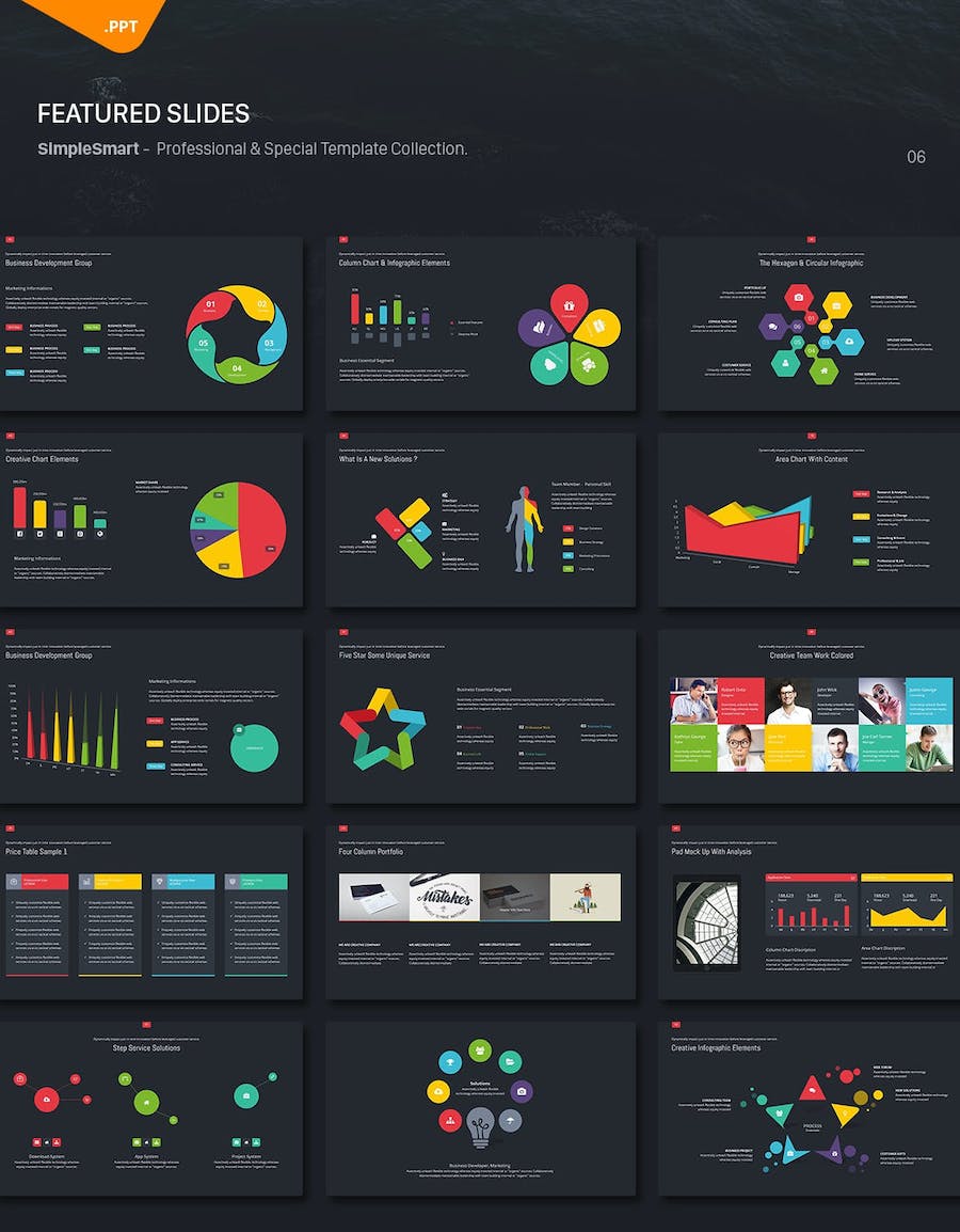 彩色创意图形商务商业keynote模板 - 顶尖PPT