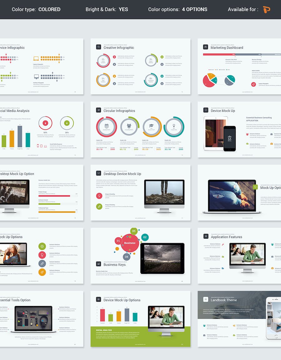 迷你简约风格商务汇报数据信息图形PPT模板 - 顶尖PPT