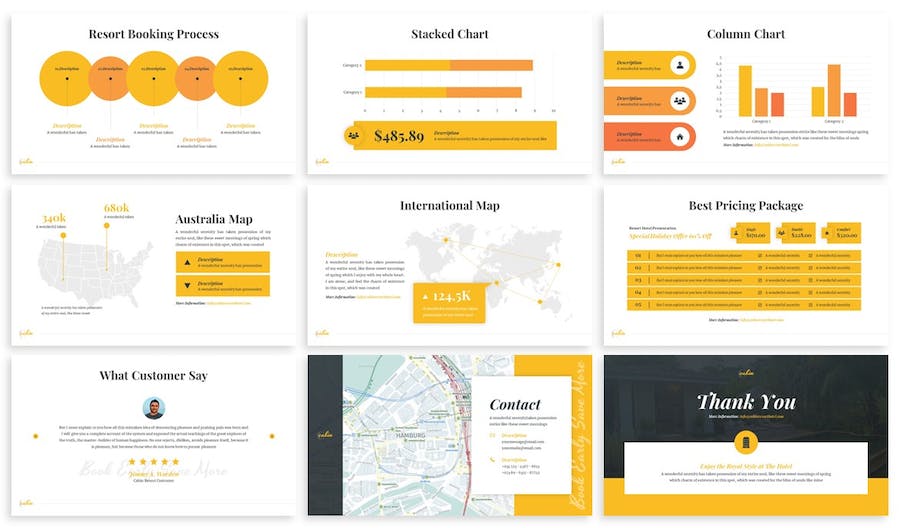 客舱度假村酒店keynote模板 - 顶尖PPT
