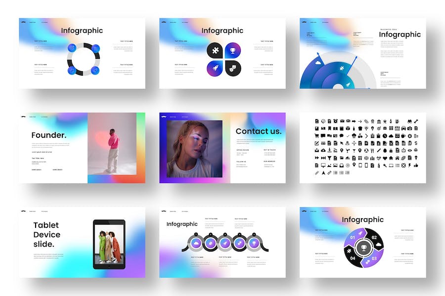 多彩图片网格商业计划PPT模板 - 顶尖PPT