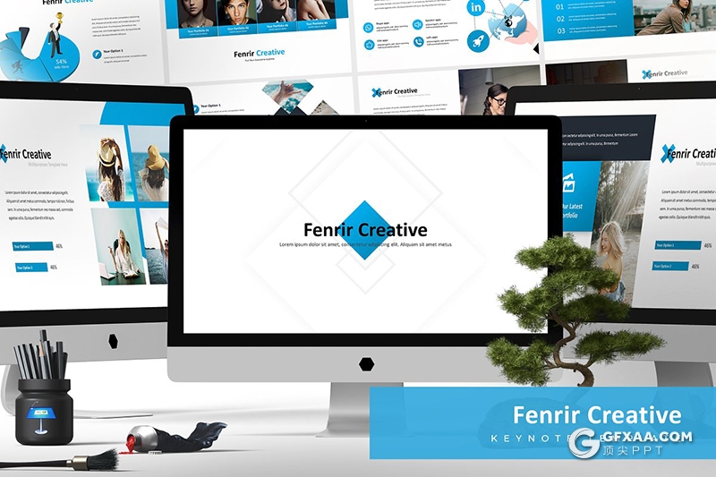 30页5种配色商务团队介绍工作汇报keynote模板 - 顶尖PPT