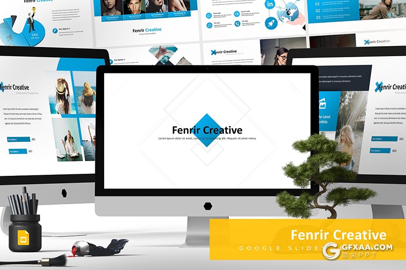 30页5种配色商务团队介绍工作汇报Google slides模板 - 顶尖PPT