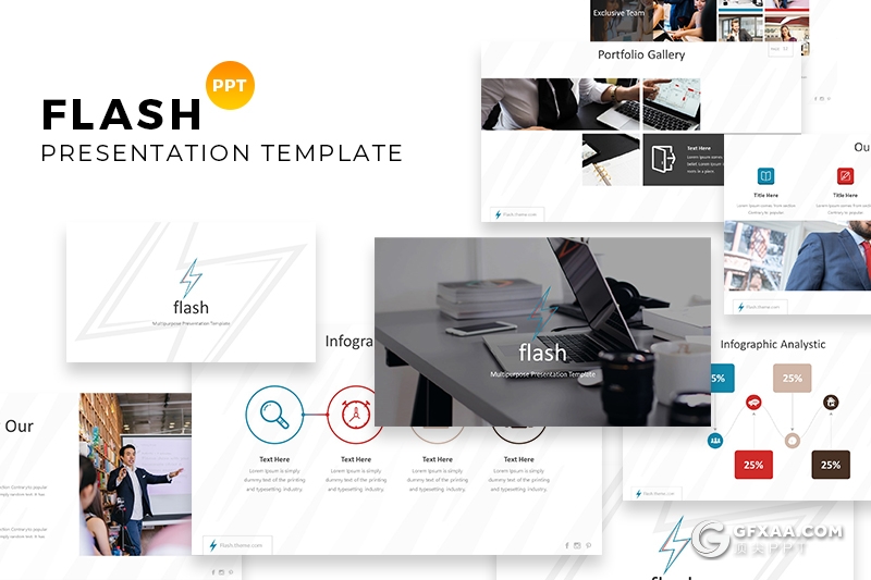 32页5种配色欧美商务风格企业团队介绍展示ppt模板 - 顶尖PPT