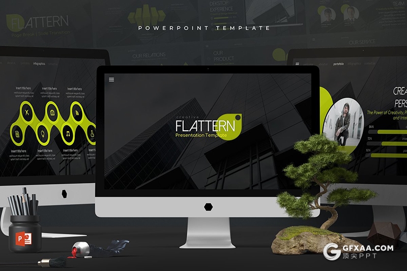 30页黑色底纹商务图形工作总结汇报PPT模板 5种主题配色 - 顶尖PPT