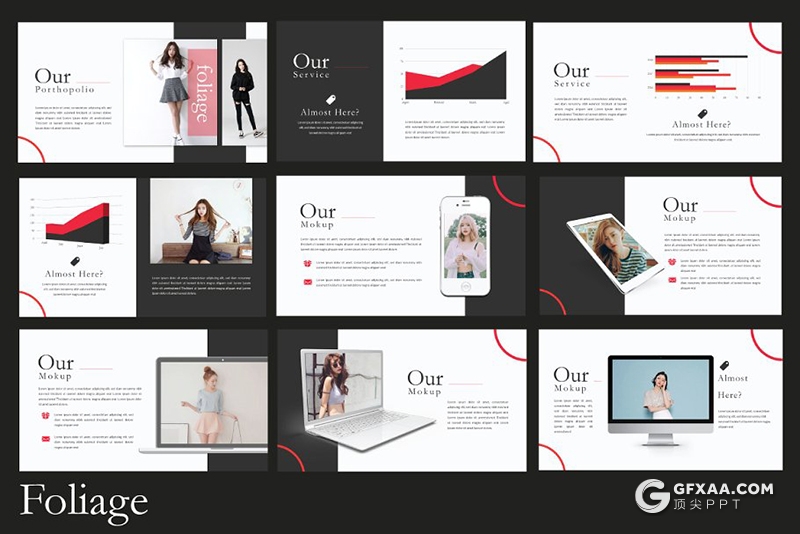 64页时尚杂志风格摄影图片展示模特写真ppt模板 3种主题配色 - 顶尖PPT