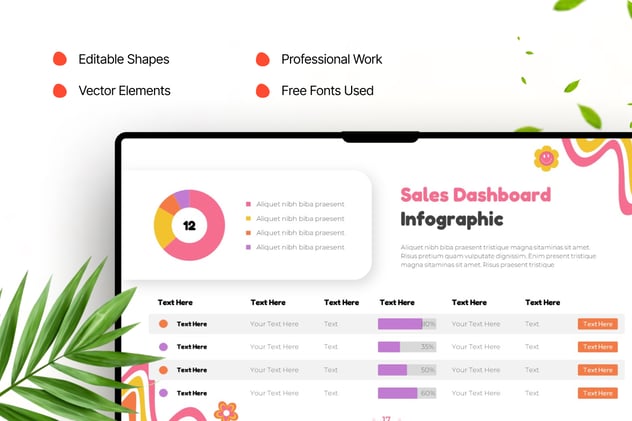 销售仪表板信息图表分析Keynote模板 - 顶尖PPT