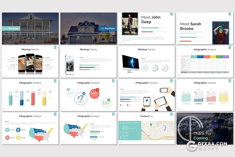 32页5种配色欧美商务风格工作总结汇报Google slides模板 - 顶尖PPT