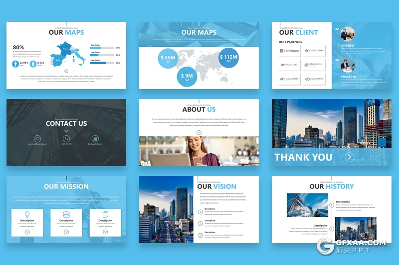 30页3种主题配色企业团队介绍工作汇报PPT模板 16:9和4:3两种尺寸 - 顶尖PPT