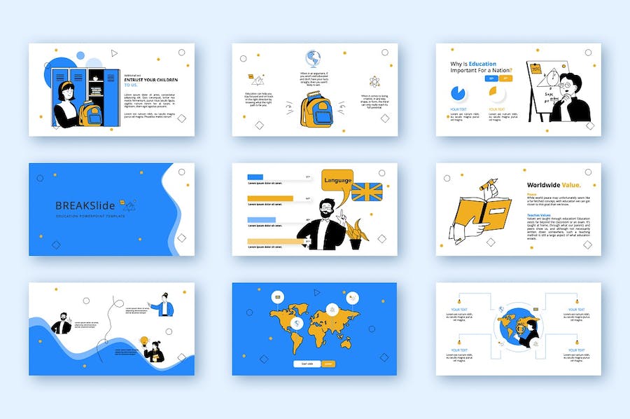 教育培训主题人物插画图解PPT模板 - 顶尖PPT