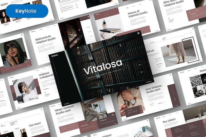 欧美极简风格时尚品牌展示推广keynote模板 - 顶尖PPT