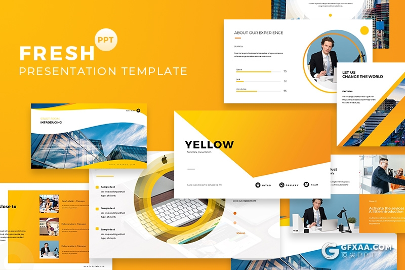 40页橙黄渐变欧美商务多用途PPT模板 - 顶尖PPT