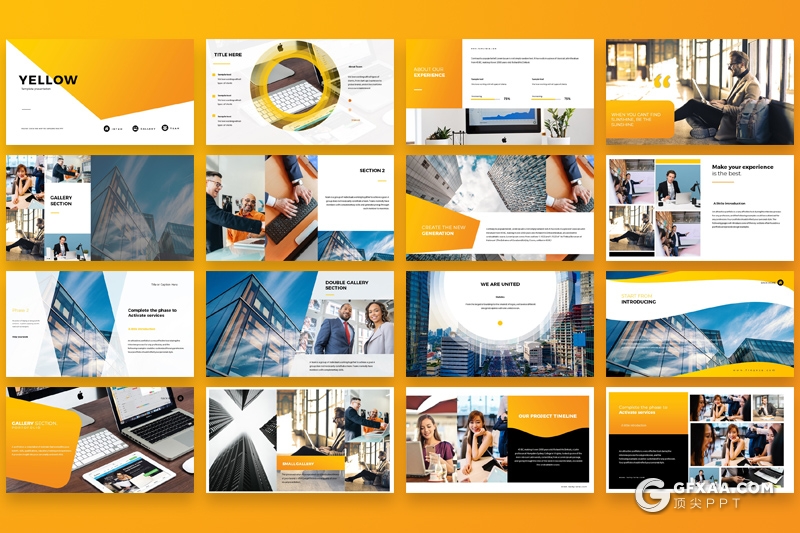 40页橙黄渐变欧美商务多用途PPT模板 - 顶尖PPT